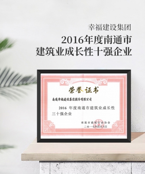 2016年度南通市建筑業(yè)成長性三十強企業(yè)
